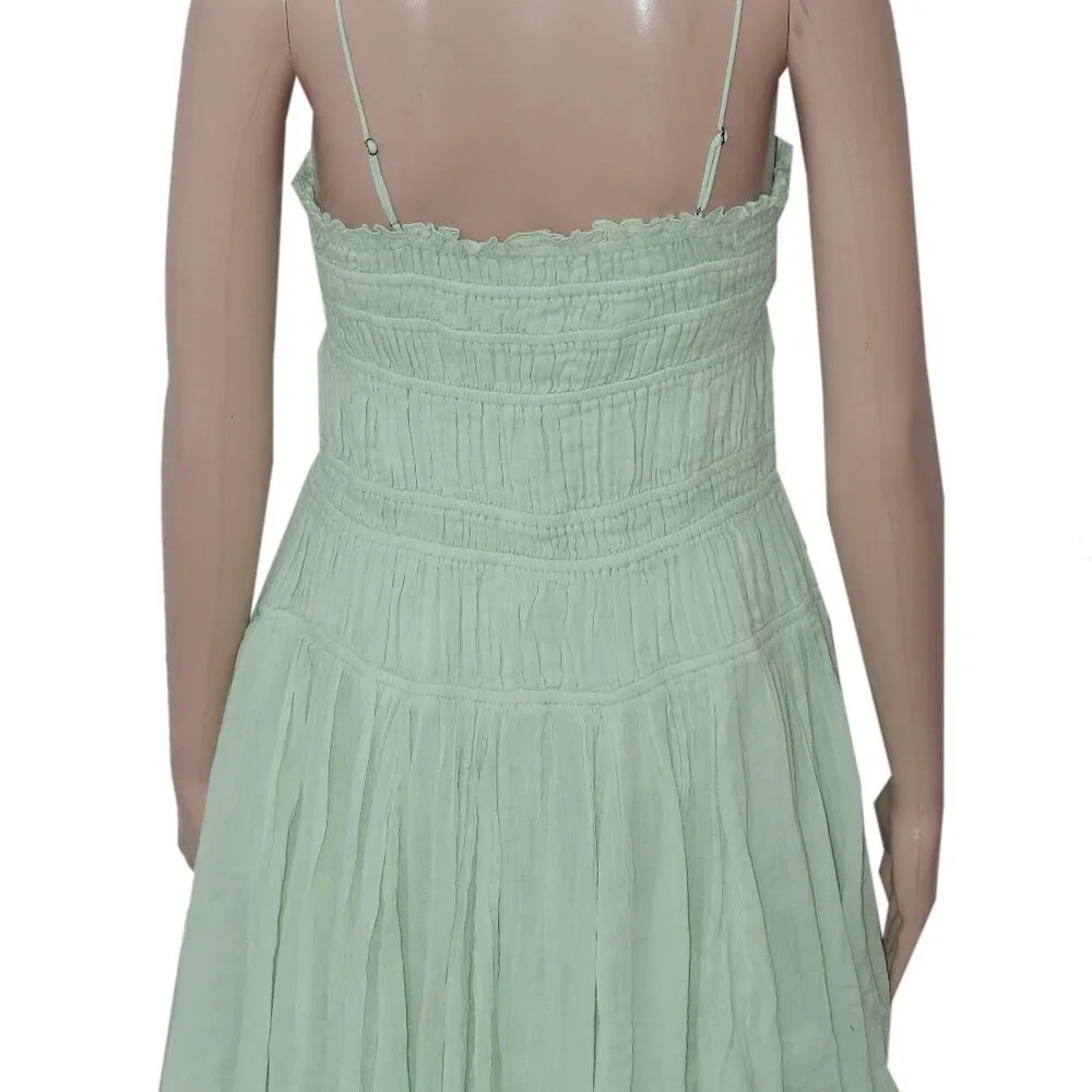 Free People FP One Lausanne Slip Sage Smocked Dress New S